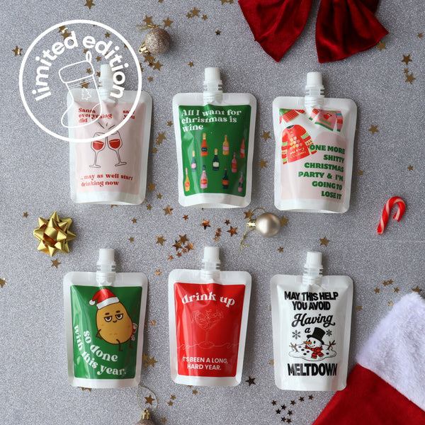 Christmas Wine Pouches "Naughty" - Limited Edition 6x Pack