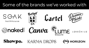 Logos of various brands worked with on a white background